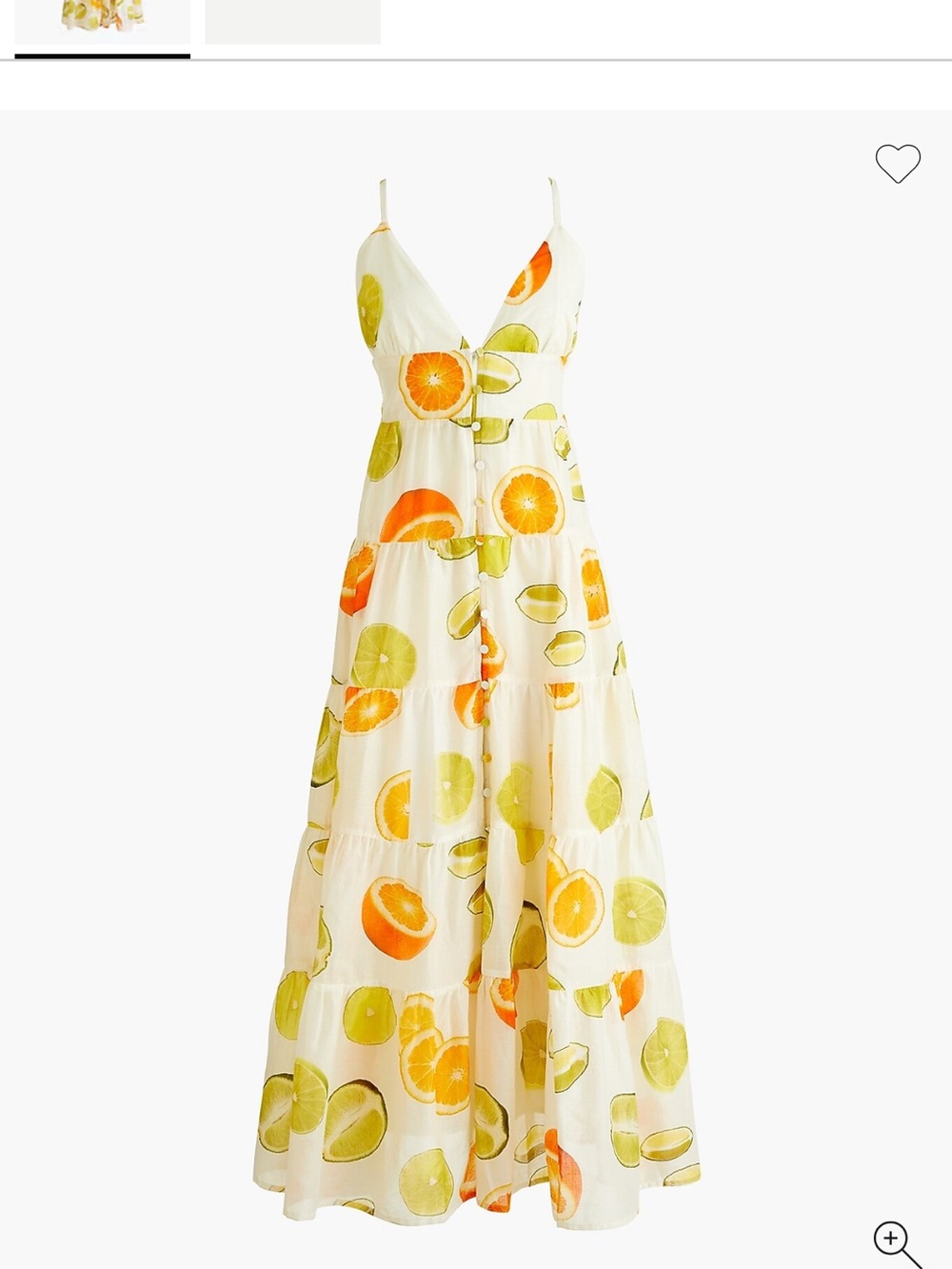 Jcrew Edie Parker collab line!Citrus Print Maxi Dress - White with Orange & Lime